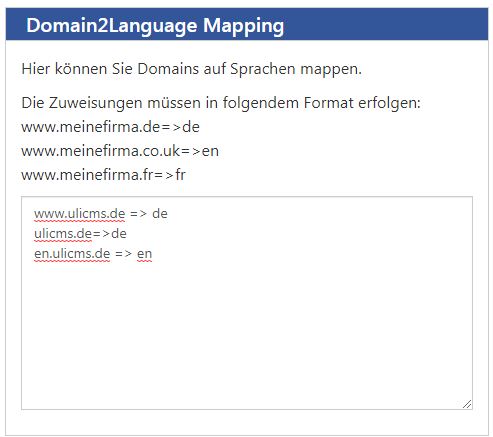Domain2Language Mapping - Domains zu Sprachen zuweisen