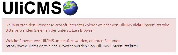 Nicht unterstützer Browser