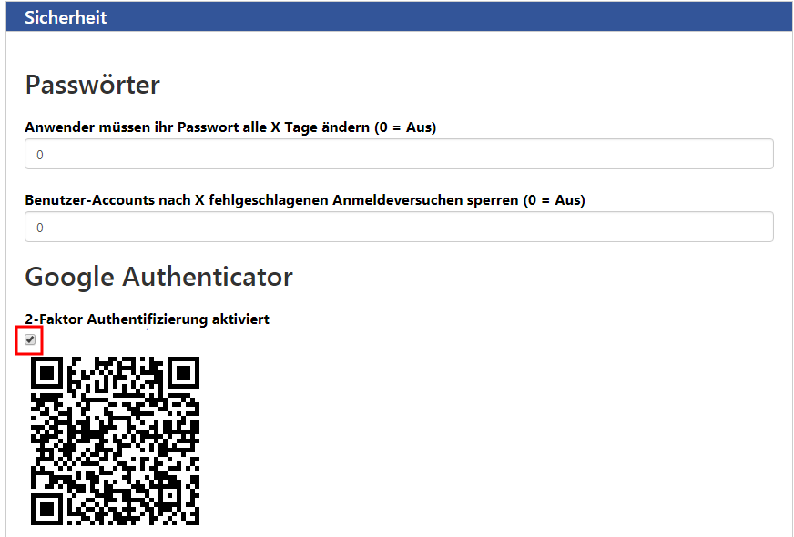 UliCMS - Sicherheit - Google Authenticator aktivieren